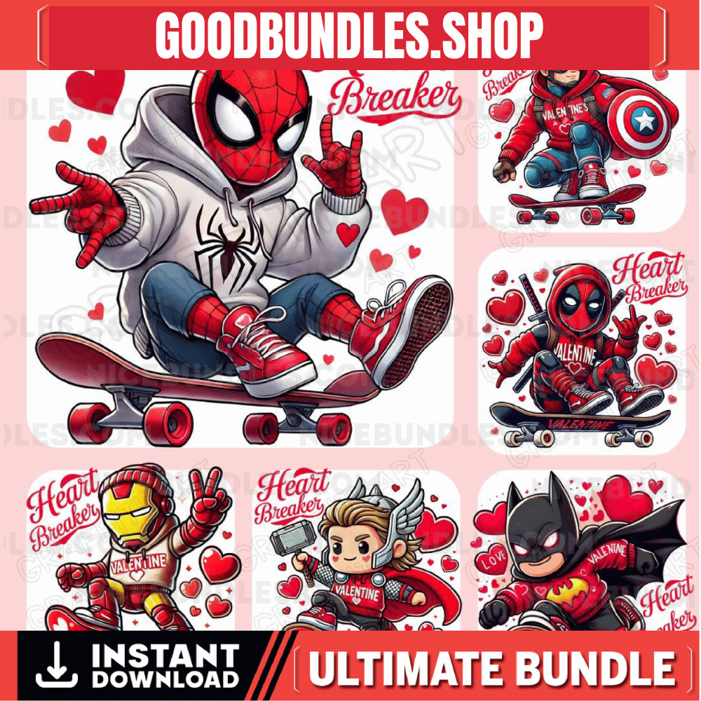 Heart Breaker Png, Superhero Png, Stanley Valentine Day Shirt , Kids Cartoon Png Valentine Sublimation Design,Superhero Png,Instant Download