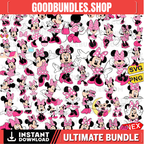 Pink Mouse Svg Png Bundle, Bow Dots Pink, Mouse Polkadots Svg, Birthday Svg, Mouse Birthday Svg, Retro Mouse Svg, Classic Mouse, Dot Bow Svg