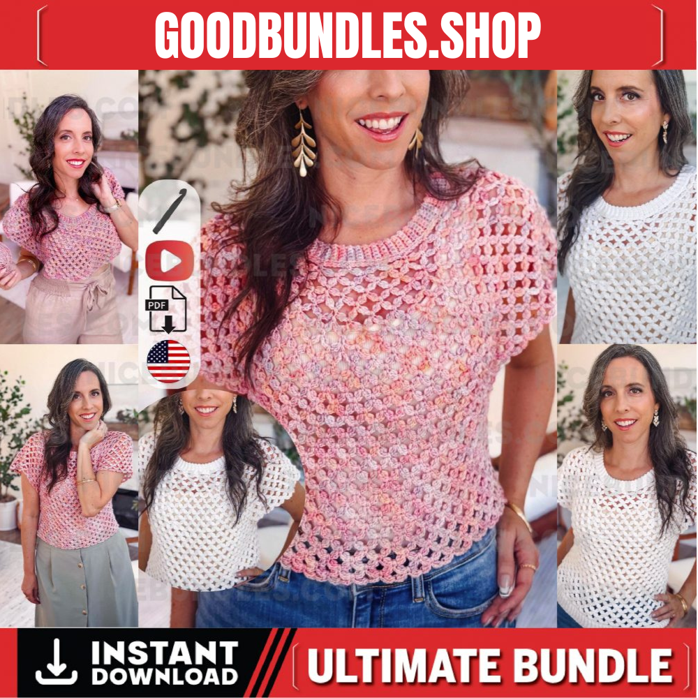 CROCHET PATTERN + VIDEO Circle Leaf Crochet Top Pattern Summer Lace Crochet Shirt – Seamless Top Down Pattern – Size Inclusive xs–5X