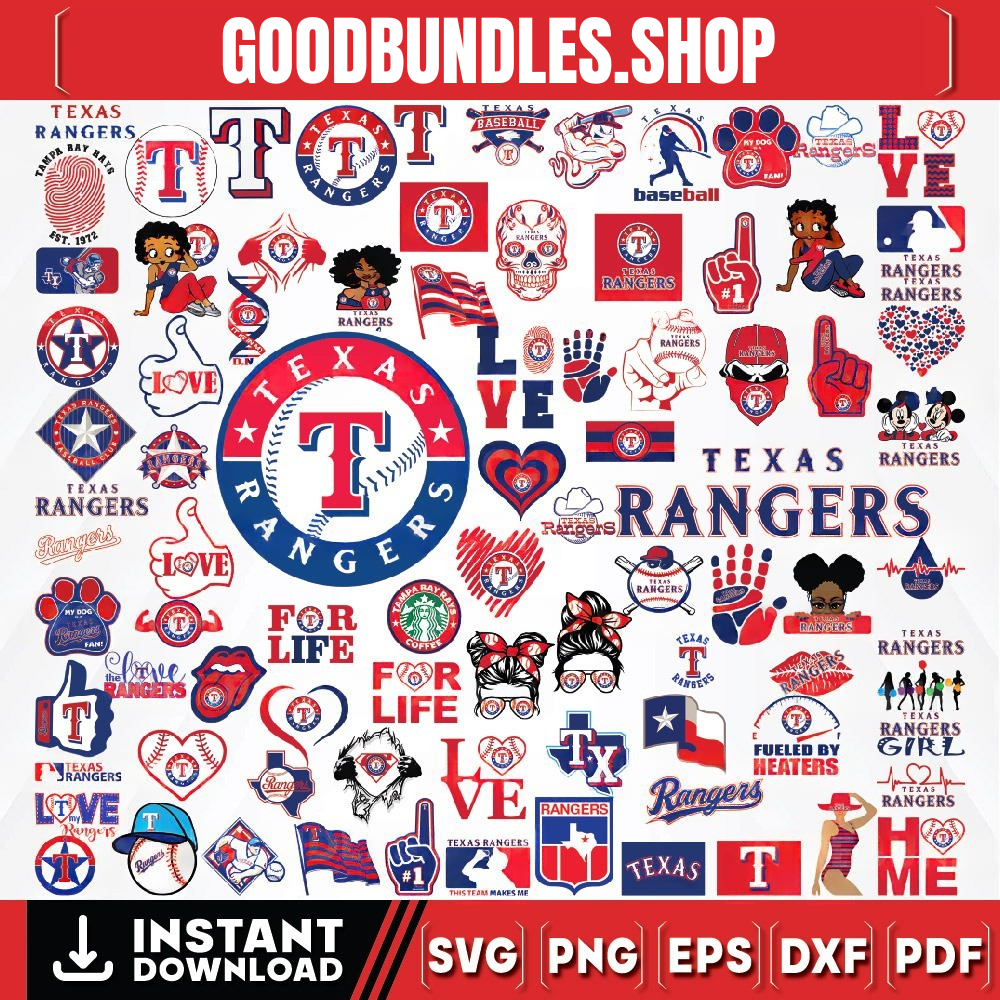 85 Files Texas Rangers Team Bundles Svg, Texas Rangers Svg, MLB Team Svg, MLB Svg, Png, Dxf, Eps, Jpg, Instant Download