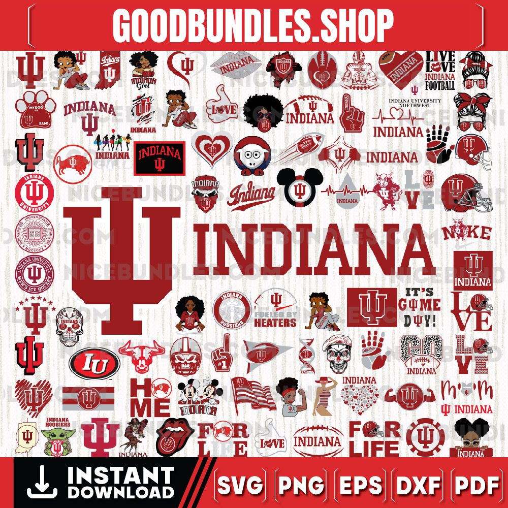 88 Files Indiana Hoosiers Team Bundle Svg, Indiana Hoosiers Svg, NCAA Teams svg, NCAA Svg, Png, Dxf, Eps, Instant Download