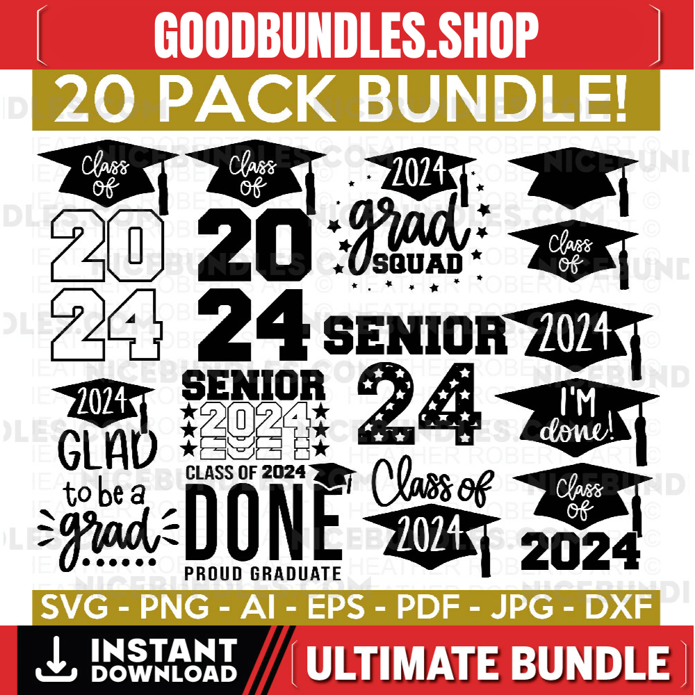 Graduation SVG Bundle, Proud Graduate 2024 SVG, Senior 2024 svg, Class of 2024 svg, Graduation 2024 SVG, Graduation Cap svg,Cricut Cut Files