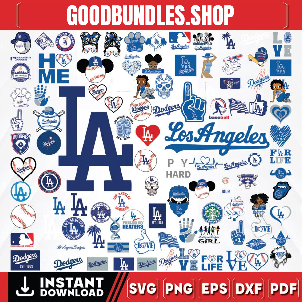 103 Files LA Dodgers Team Bundles Svg, LA Dodgers Svg, MLB Team Svg, MLB Svg, Png, Dxf, Eps, Jpg, Instant Download