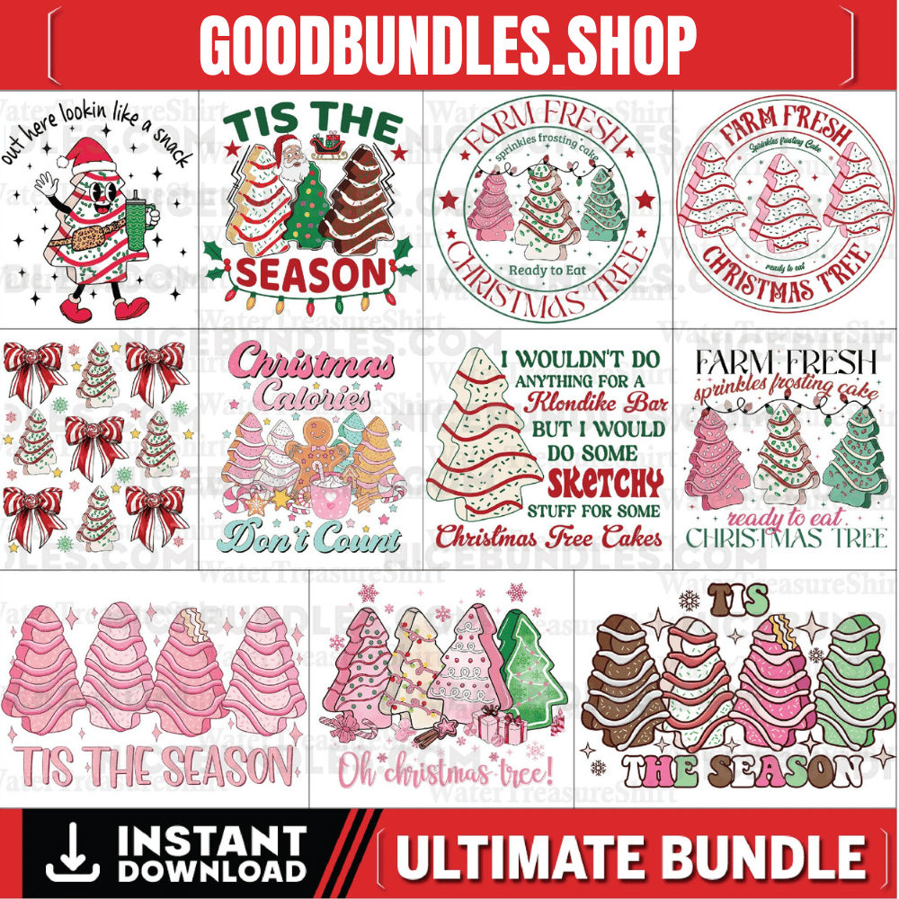 Bundle Farm Fresh Christmas Tree PNG, Tree Cake Bow Png, Tis The Season Tree Png, Funny Christmas Cake Png, Xmas Holiday, Cute Christmas Png