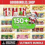 150+ Christmas Mug Wrap, Santa Claus Mug Wrap, Christmas Gnome Mug Wrap, 11oz & 15oz Xmas Mug, Winter Holiday Mug Wrap, Xmas Sublimation PNG