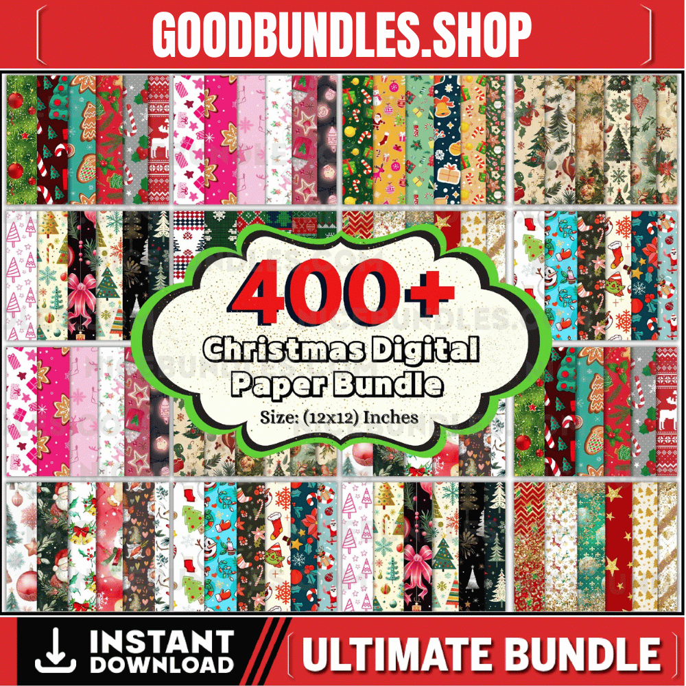 400+ Mega Christmas Digital Paper Pack, Christmas Wallpaper, Christmas Scrapbook Paper, Christmas Background, Christmas Patterns, Xmas Paper