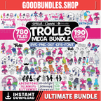 Trolls Svg Mega Bundle, Trolls Png, Svg for Cricut, Svg Birthday, Trolls Font, Trolls Alphabet, Trolls Clipart, Instant Download, Silhouette