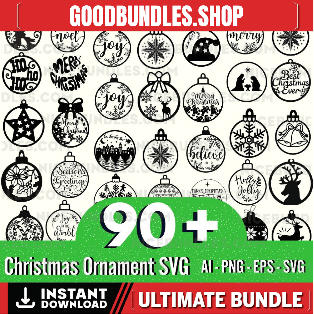 90 + Christmas Ornaments Svg, Merry Christmas Svg, Round Ornaments Svg, Christmas 2024 Svg, Round Christmas Svg, Christmas Svg Bundle