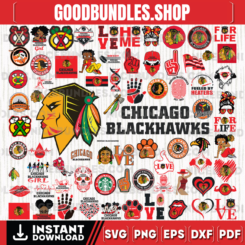 76 Files Chicago Blackhawks Team Bundles Svg, Chicago Blackhawks Svg, NHL Svg, NHL Svg, Png, Dxf, Eps, Instant Download