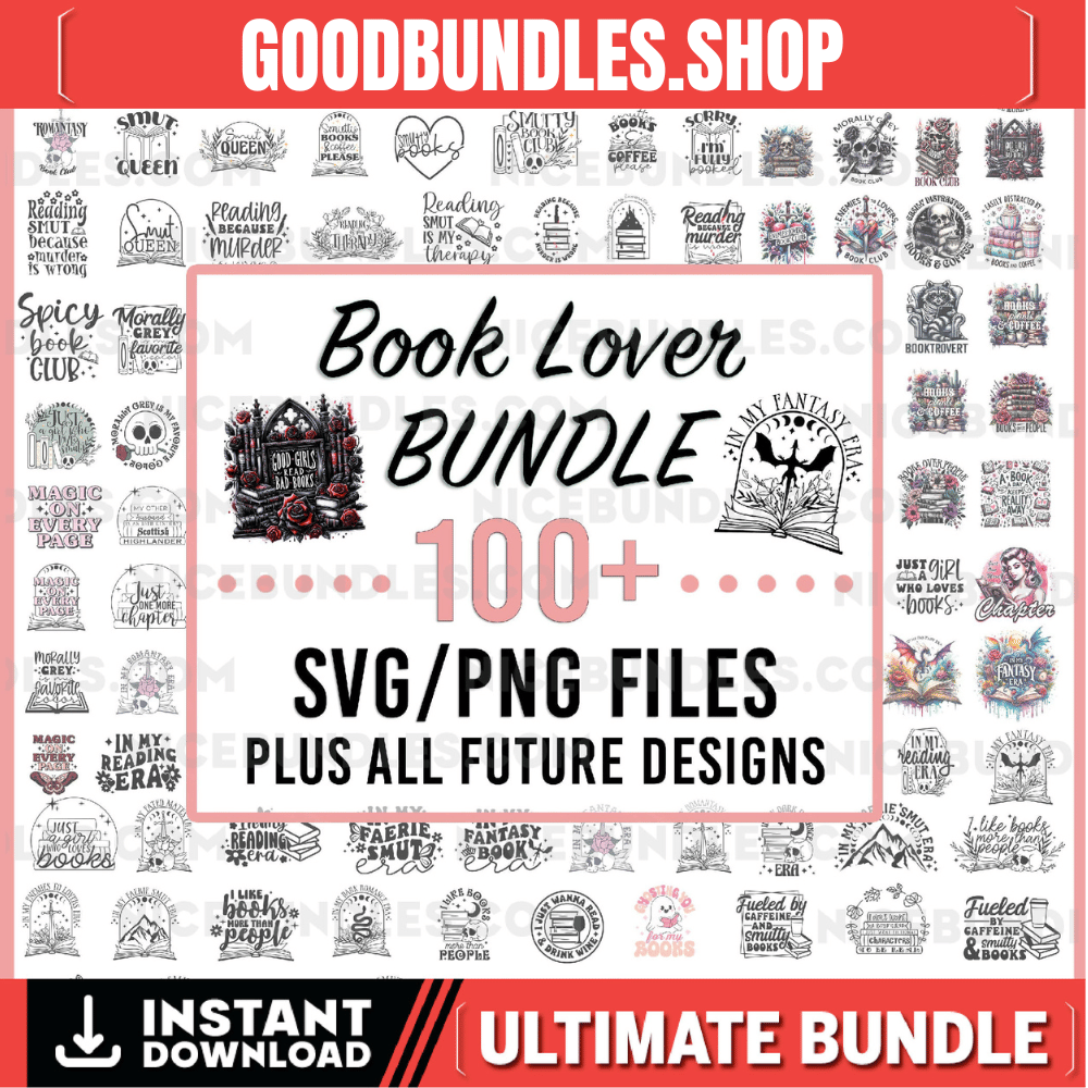 Book Bundle svg (100+ Png/Svgs + All Future Book Designs Added to My Shop) Reading png, Smut svg, Fantasy Book svg, Book svg, Book png