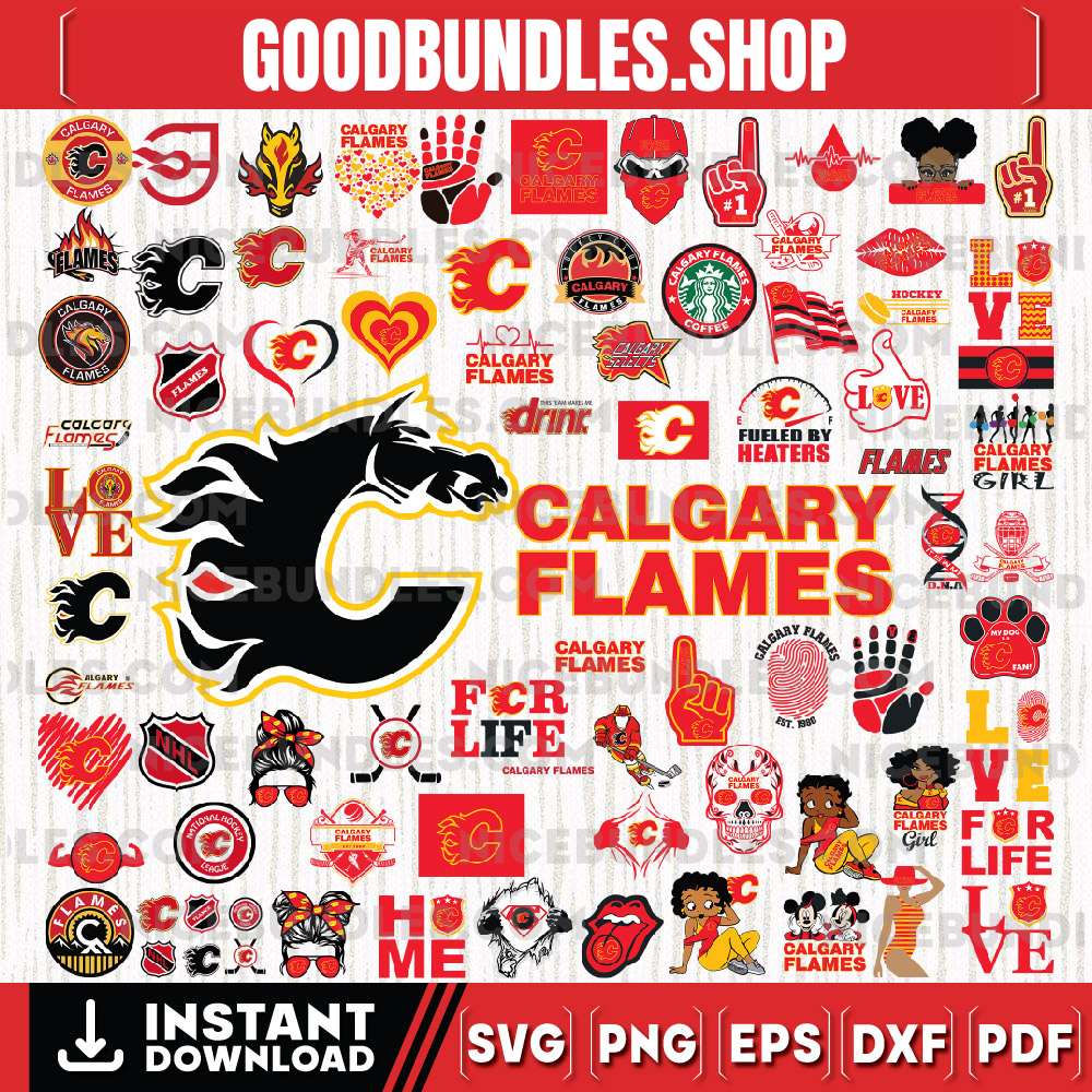 76 Files Calgary Flames Team Bundles Svg, Calgary Flames svg, NHL Svg, NHL Svg, Png, Dxf, Eps, Instant Download