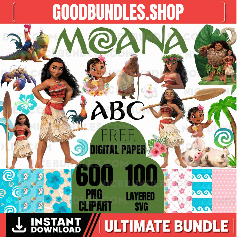 moana svg bundle, Moana Clipart, Moana png, Moana svg, Moana font, moana birthday, princess clipart, baby moana png, baby moana svg paper
