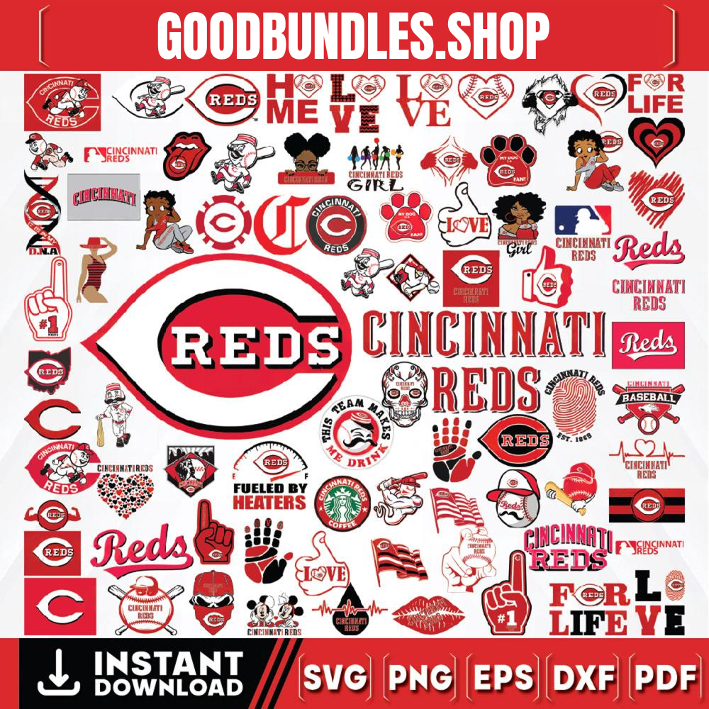 80 Files Cincinnati Reds Team Bundles Svg, Cincinnati Reds Svg,MLB Team Svg, MLB Svg, Png, Dxf, Eps, Jpg, Instant Download