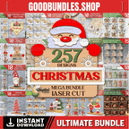3D Christmas Laser cut Mega Bundle, 257 Xmas lasercut designs, lantern laser cut SVG, Merry Xmas decor svg, wooden xmas tree ornaments