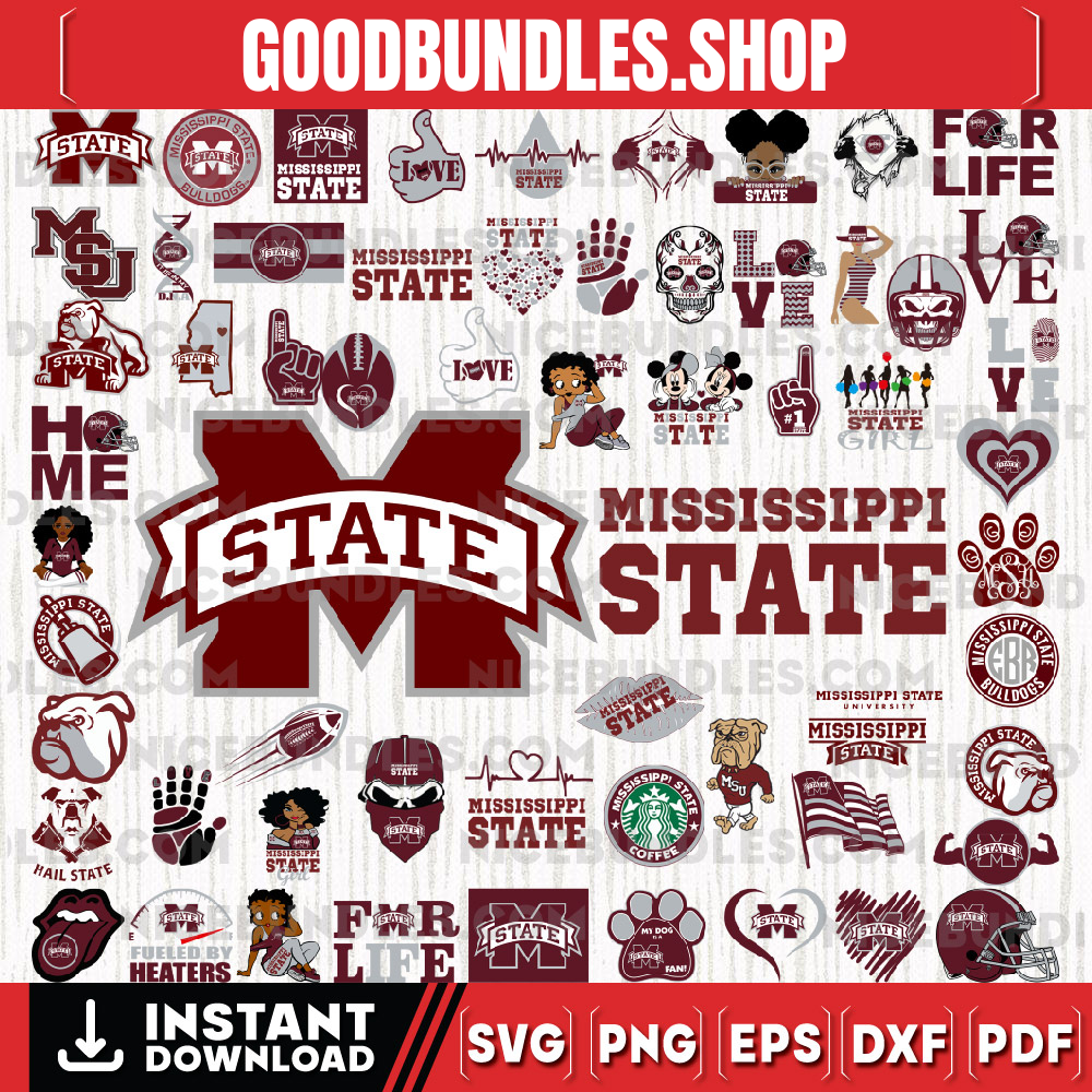 60 Files Mississippi State Bulldogs Team Bundle Svg, Mississippi State BulldogsSvg, NCAA Teams svg, NCAA Svg, Png, Dxf, Eps, Instant Download