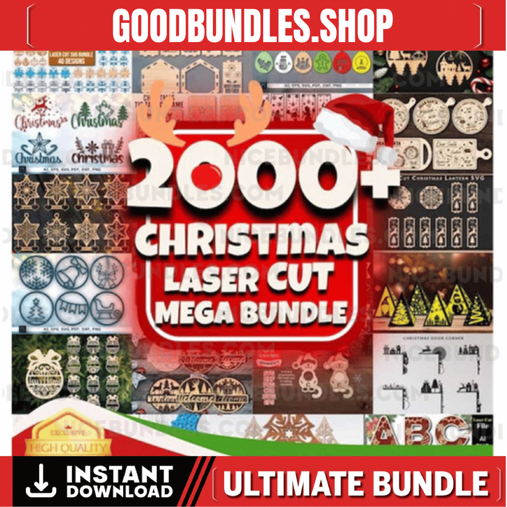 Christmas Laser Cut Mega Bundle CNC Files Engraving Laser Cut SVG Christmas Ornament Template