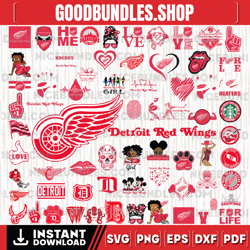 85 Files Detroit Red Wings Team Bundles Svg, Detroit Red Wings Svg, NHL Svg, NHL Svg, Png, Dxf, Eps, Instant Download
