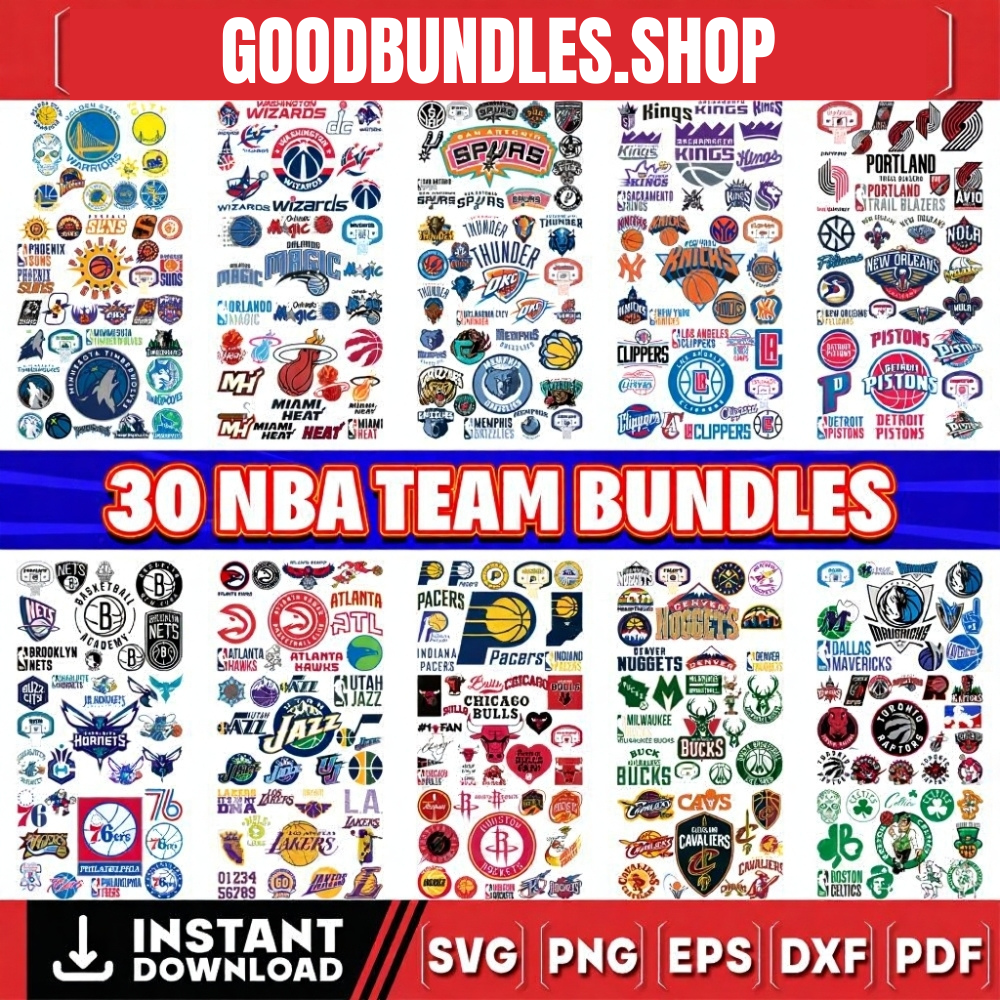 All 30 NBA Team Big Bundles Svg, All NBA svg, NBA Teams Svg, NBA Svg, Png, Dxf, Eps, Instant Download
