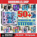 50+ Design 3D, 2D Inflated Stitch Tumbler PNG, Stitch Tumbler, Cartoon Inflated Tumbler,Tumbler Wrap, Full Tumbler Wrap, 20oz Skinny Tumbler