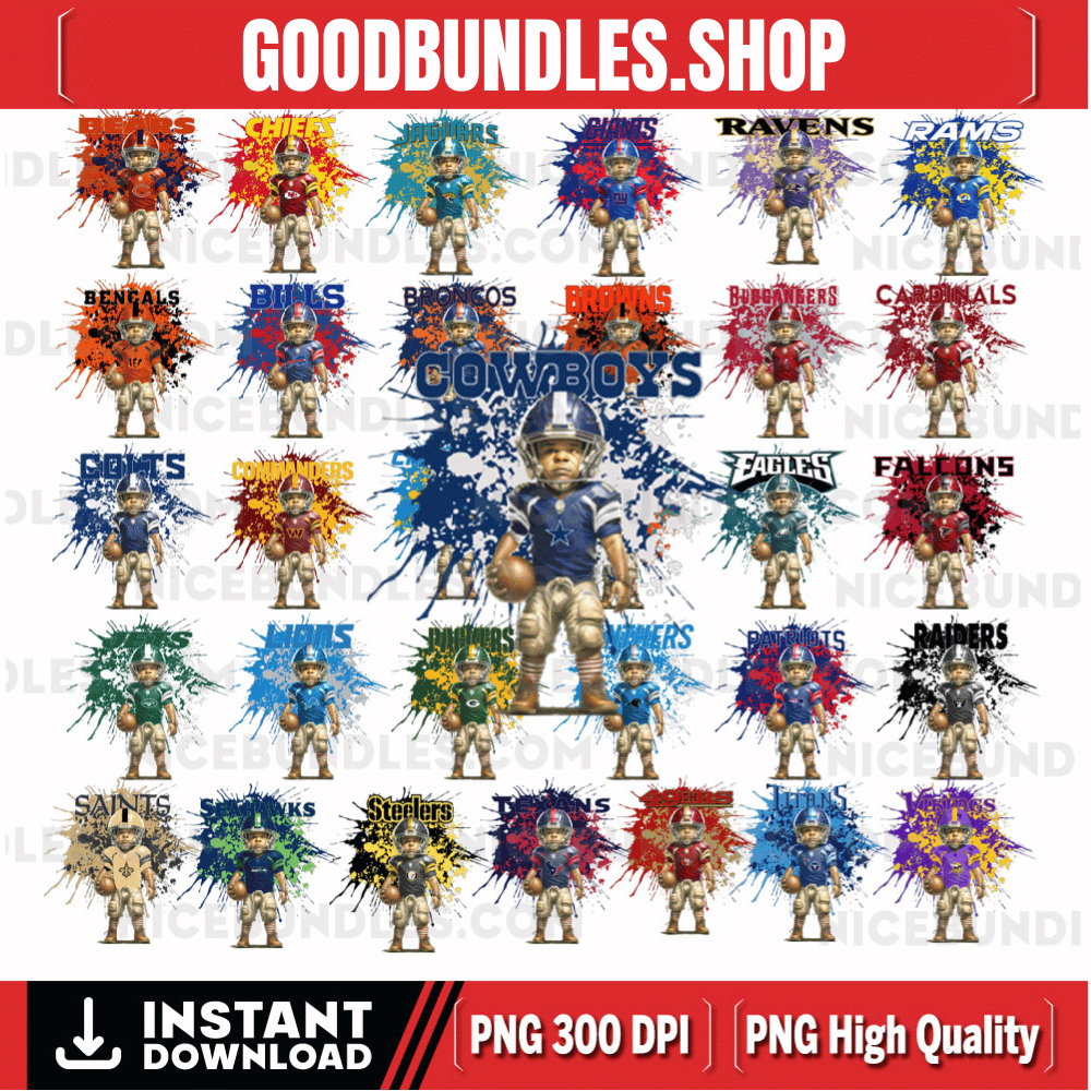 American Football PNG, Football Mascot Png, 32 High Quality Png, Football Shirt, N-F-L PNG, Instant Download