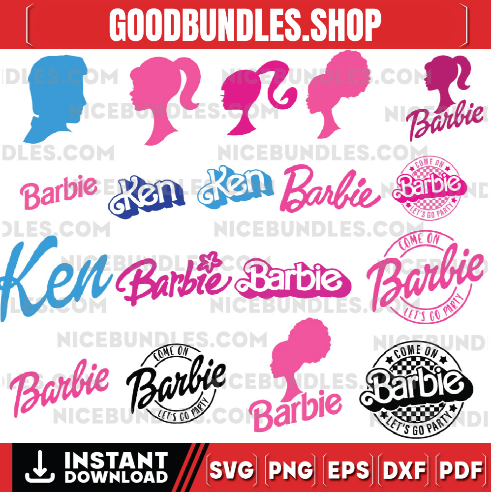 Barbie SVG Bundle for Cricut and Sublimation, Clipart Digital Designs, Logo Pack, Barbie Font Bundle, Canva, Silhouette SVG PNG