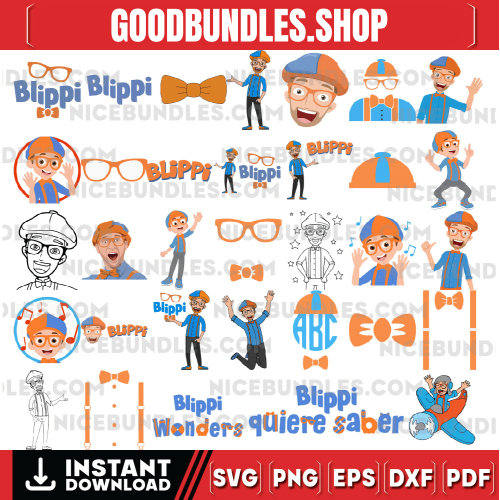 Blippi SVG Bundle, Happy Birthday Blippi svg, blippi sublimation design, Bllippii Child Kids svg, Blip Birthday svg, digital download