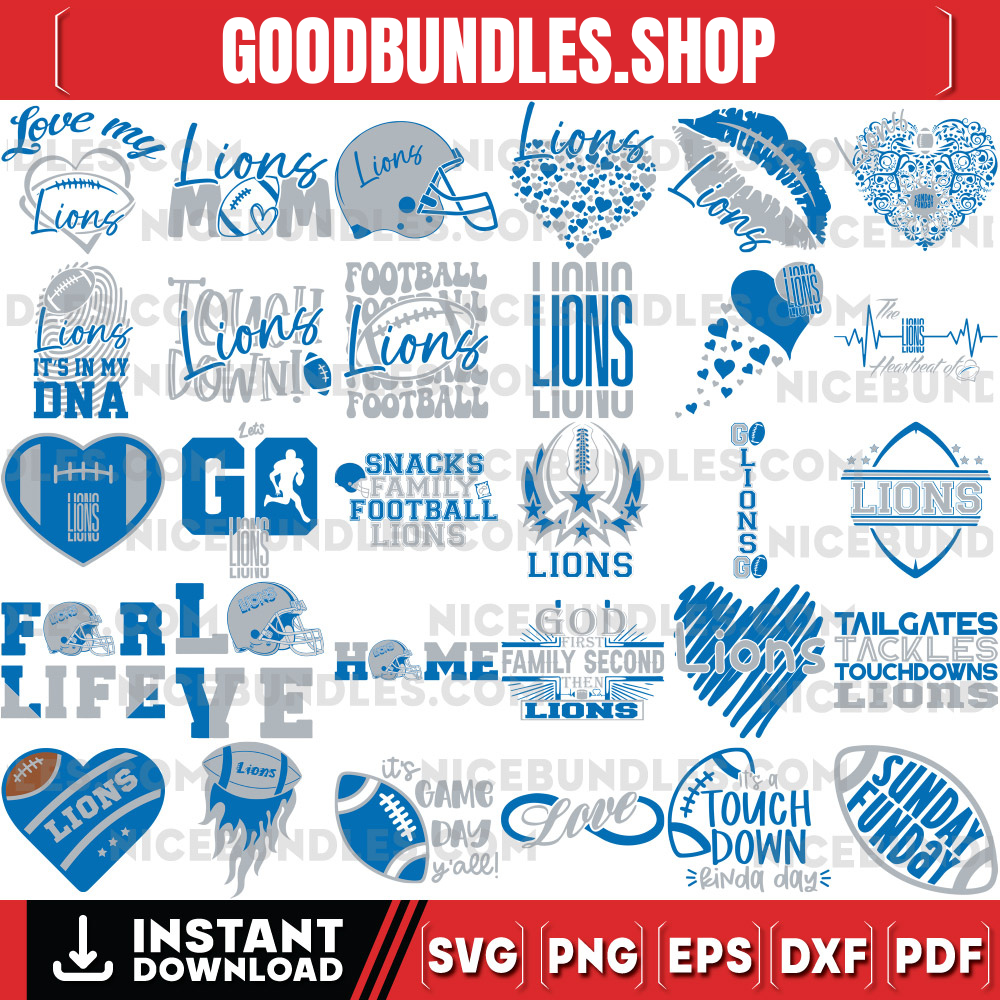 150 Detroit Lions Designs Svg Bundle, Detroit Lions Svg, NFL Teams Svg, Lions Fan Svg, Instant Download