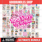 300+ Retro Happy 100 Days Of School Png/Svg Bundle, Cartoon Character Of School Svg, Cartoon School Png, 100 Days Brighter, Commercial Use