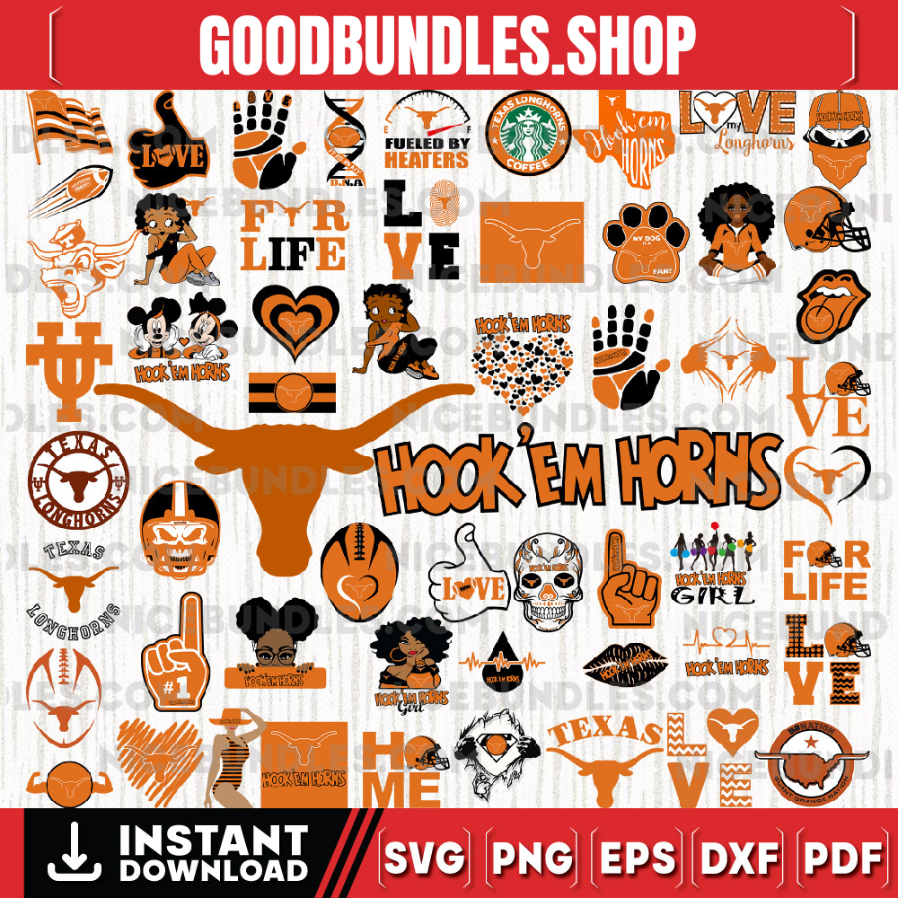 57 Files Texas Longhorns Team Bundle Svg, Texas Longhorns Svg, NCAA Teams svg, NCAA Svg, Png, Dxf, Eps, Instant Download