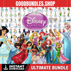 Princess PNG Clipart bundle, Princess Digital Paper PNG, Princess Birthday decor, Frozen png, Snow White clipart, sleeping beauty, Moana png