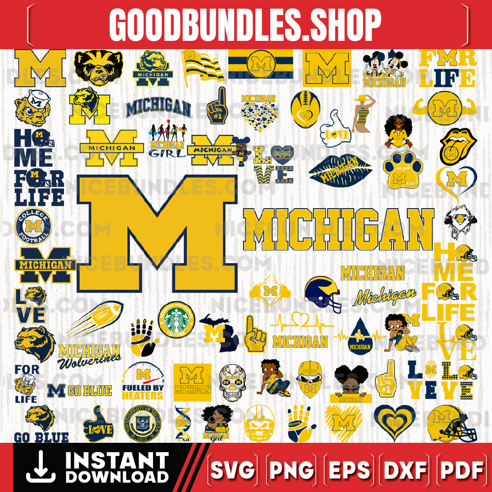 70 Files Michigan Wolverines Team Bundle Svg, Michigan WolverinesSvg, NCAA Teams svg, NCAA Svg, Png, Dxf, Eps, Instant Download