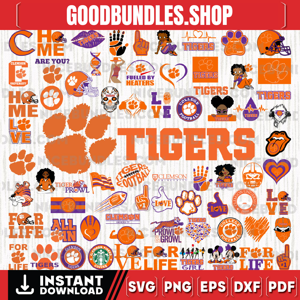 71 Files Clemson Tigers Team Bundle Svg, Clemson Tigers svg, NCAA Teams svg, NCAA Svg, Png, Dxf, Eps, Instant Download