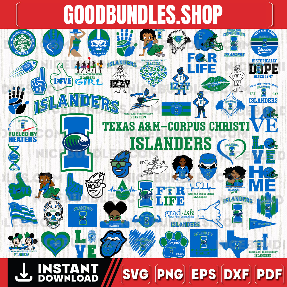 68 Files Texas A and M Corpus Christi Islanders Team Bundle Svg, Texas A&M-Corpus Christi Islanders Svg, NCAA Teams svg, NCAA Svg, Png, Dxf, Eps, Instant Download