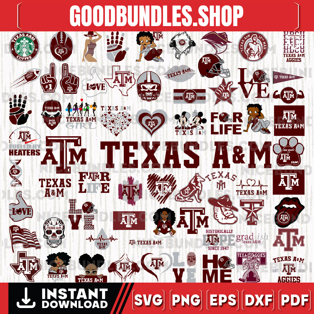66 Files Texas A and M Aggies Team Bundle Svg, Texas A&M Aggies Svg, NCAA Teams svg, NCAA Svg, Png, Dxf, Eps, Instant Download
