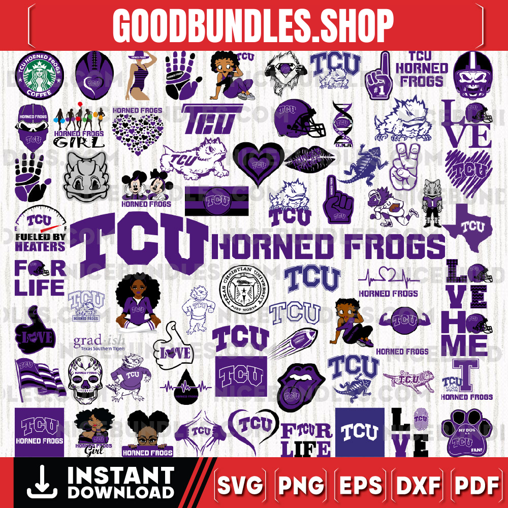 70 Files TCU Horned Frogs Team Bundle Svg, TCU Horned Frogs Svg, NCAA Teams svg, NCAA Svg, Png, Dxf, Eps, Instant Download