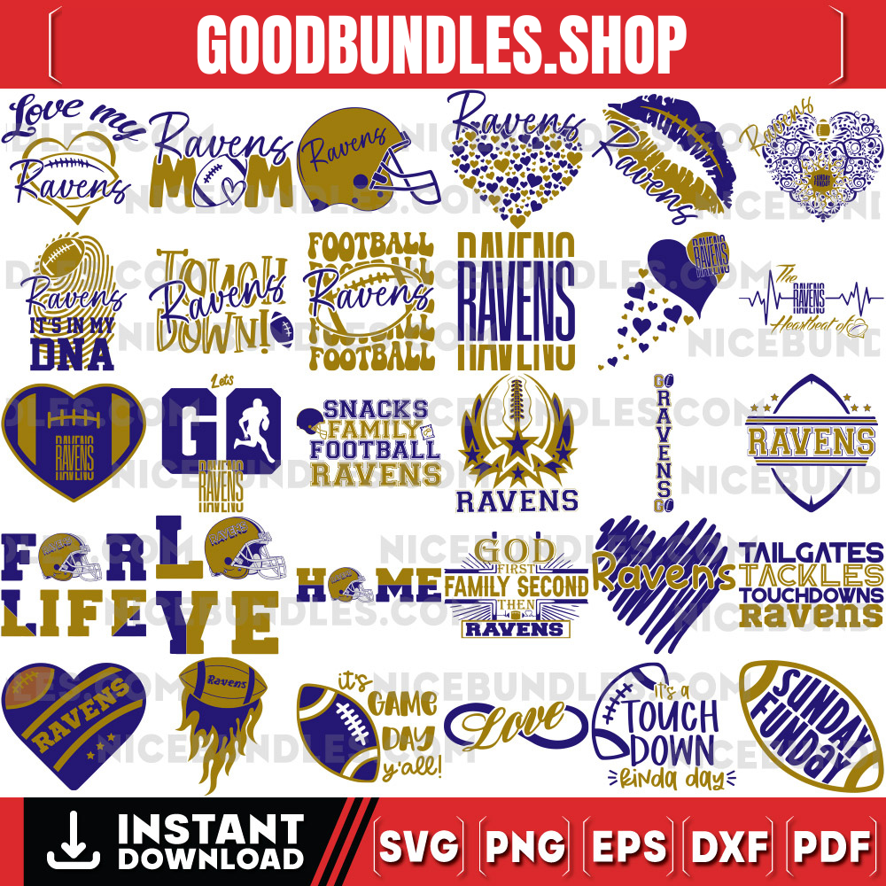 150 Baltimore Ravens Designs Svg Bundle, Baltimore Ravens Svg, NFL Teams Svg, Ravens Fan Svg, Instant Download