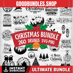 260 Christmas SVG Bundle, Winter svg, Santa SVG, Holiday, Merry Christmas, Christmas Bundle, Funny Christmas Shirt, Cut File Cricut