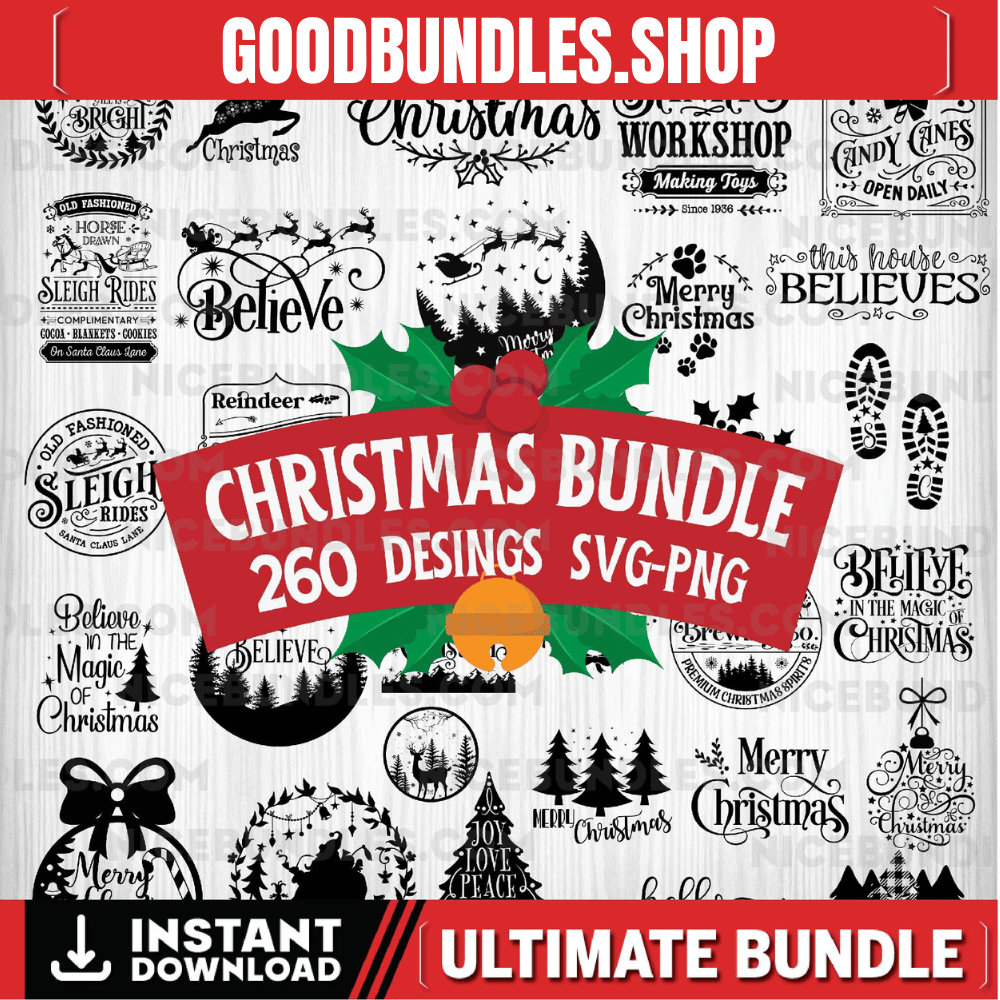 260 Christmas SVG Bundle, Winter svg, Santa SVG, Holiday, Merry Christmas, Christmas Bundle, Funny Christmas Shirt, Cut File Cricut