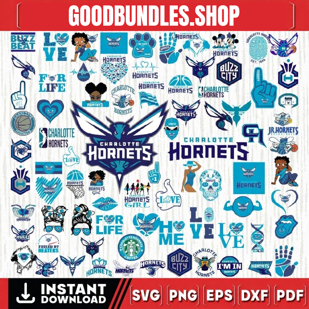 82 Files Charlotte Hornets Team Bundles Svg, Charlotte Hornets svg, NBA Teams Svg, NBA Svg, Png, Dxf, Eps, Instant Download