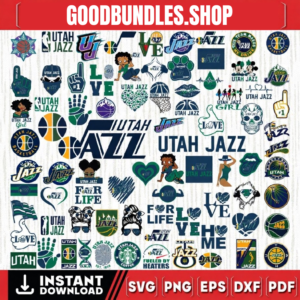80 Files Utah Jazz Team Bundles Svg, Utah Jazz svg, NBA Teams Svg, NBA Svg, Png, Dxf, Eps, Instant Download
