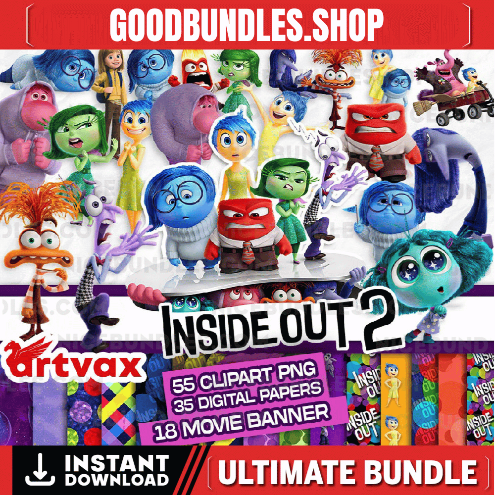 Inside Out 2 PNG, Clipart bundle, Inside Out 2 Download, Inside Out SVG PNG, Anger Joy Sadness Embarrassment Anxiety, Envy, Ennui png svg