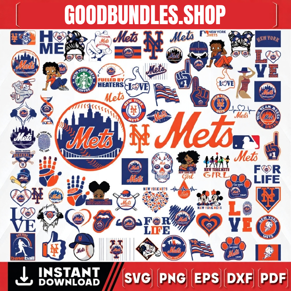 81 Files New York Mets Team Bundles Svg, New York Mets Svg, MLB Team Svg, MLB Svg, Png, Dxf, Eps, Jpg, Instant Download