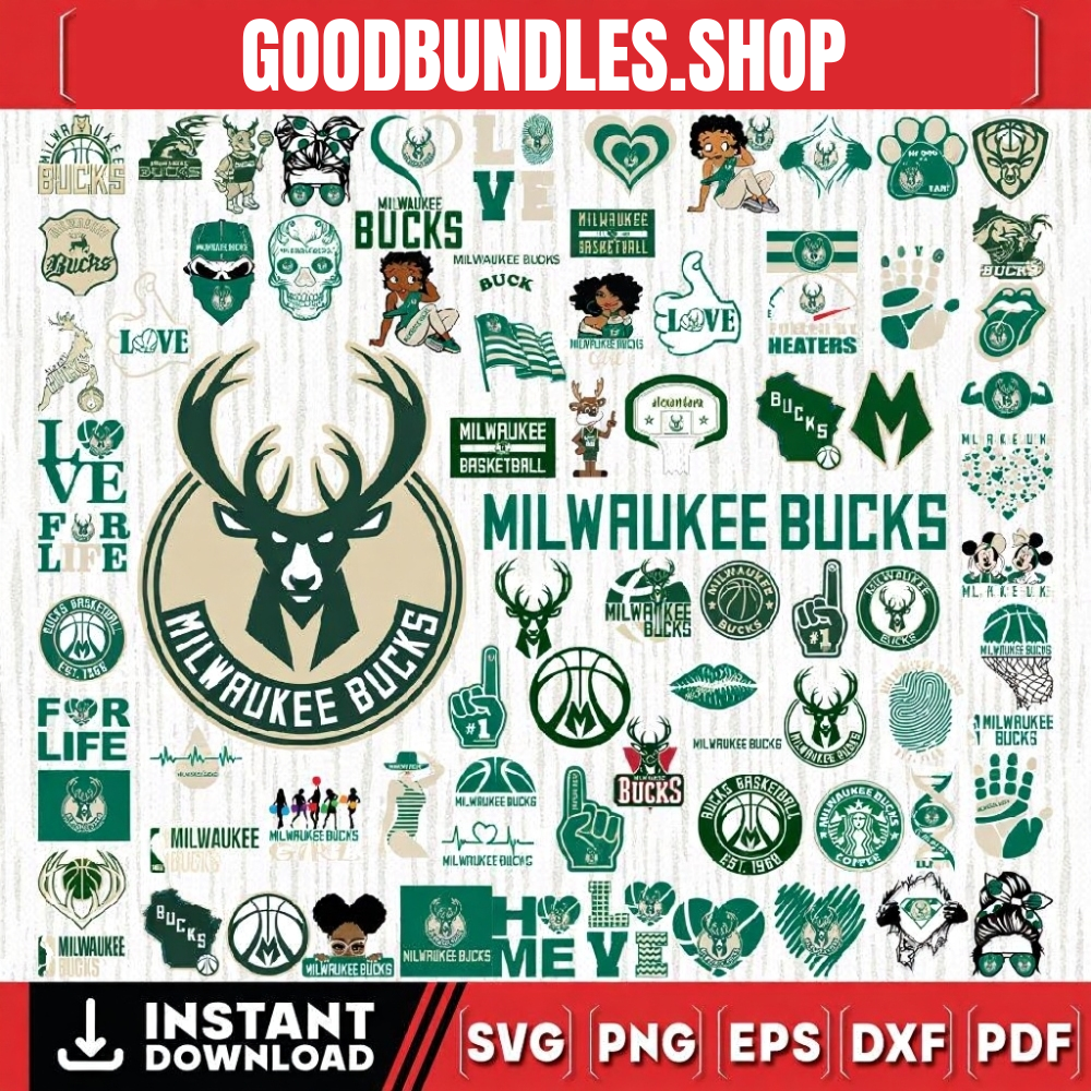 80 Files Milwaukee Bucks Team Bundles Svg, Milwaukee Bucks svg, NBA Teams Svg, NBA Svg, Png, Dxf, Eps, Instant Download