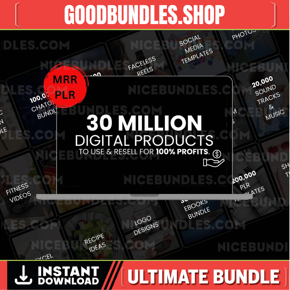 Digital Products Bundle Ideal for Passive Income, Millions of DFY Content, Featuring Private Label Rights & Master Resell Rights (MRR) (PLR)