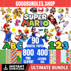 Super Mario Clipart Png, Super Mario Layerd Svg, Super mario alphabet, Super mario digital paper, luigi bowser boo png