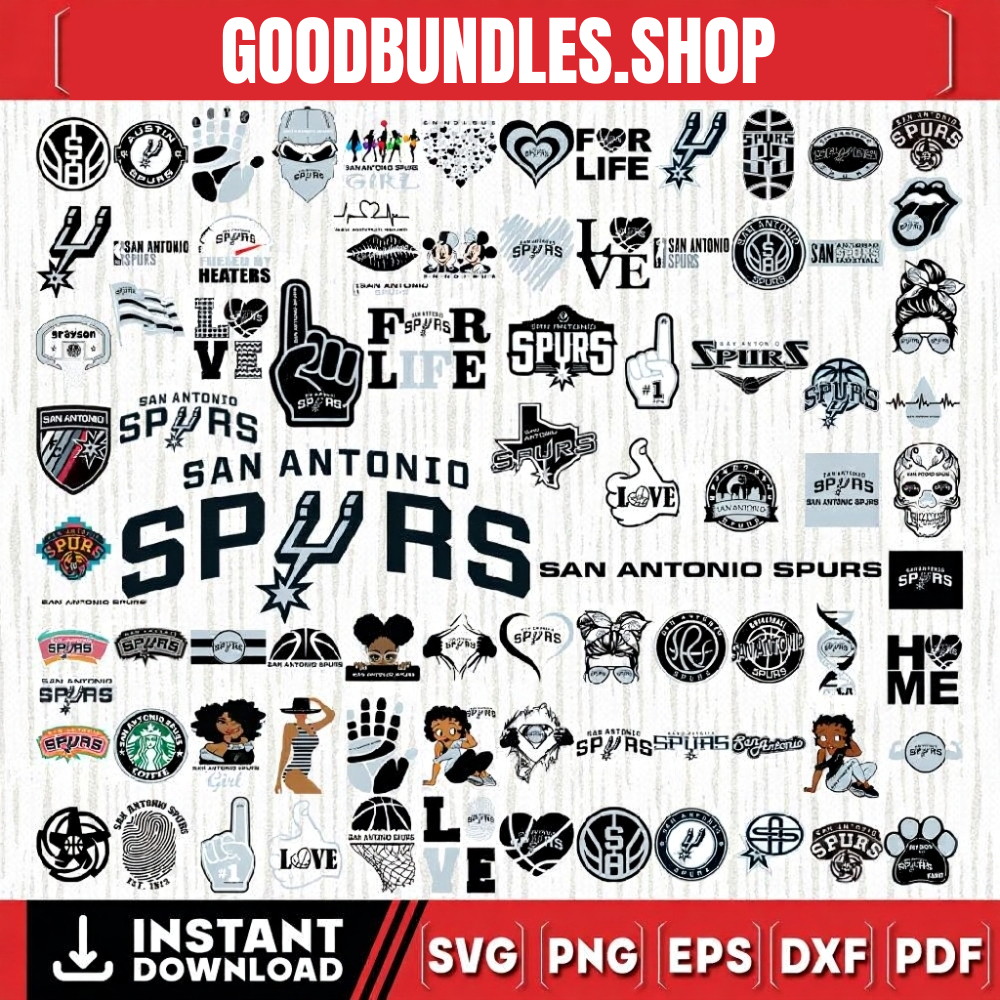 83 Files San Antonio Spurs Team Bundles Svg, San Antonio Spurs svg, NBA Teams Svg, NBA Svg, Png, Dxf, Eps, Instant Download