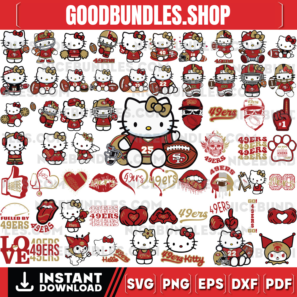 310 Hello Kitty San Francisco 49ers Logo Files Svg, San Francisco 49ers Svg, NFL Teams Svg, Hello Kitty Svg, Png, Dxf, Eps, Instant Download