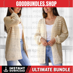 Crochet pattern-ELLA Crochet cardigan-Easy raglan pattern top PDF-raglan sweater women pattern-pullover crochet raglan cardigan-7size XS-3XL