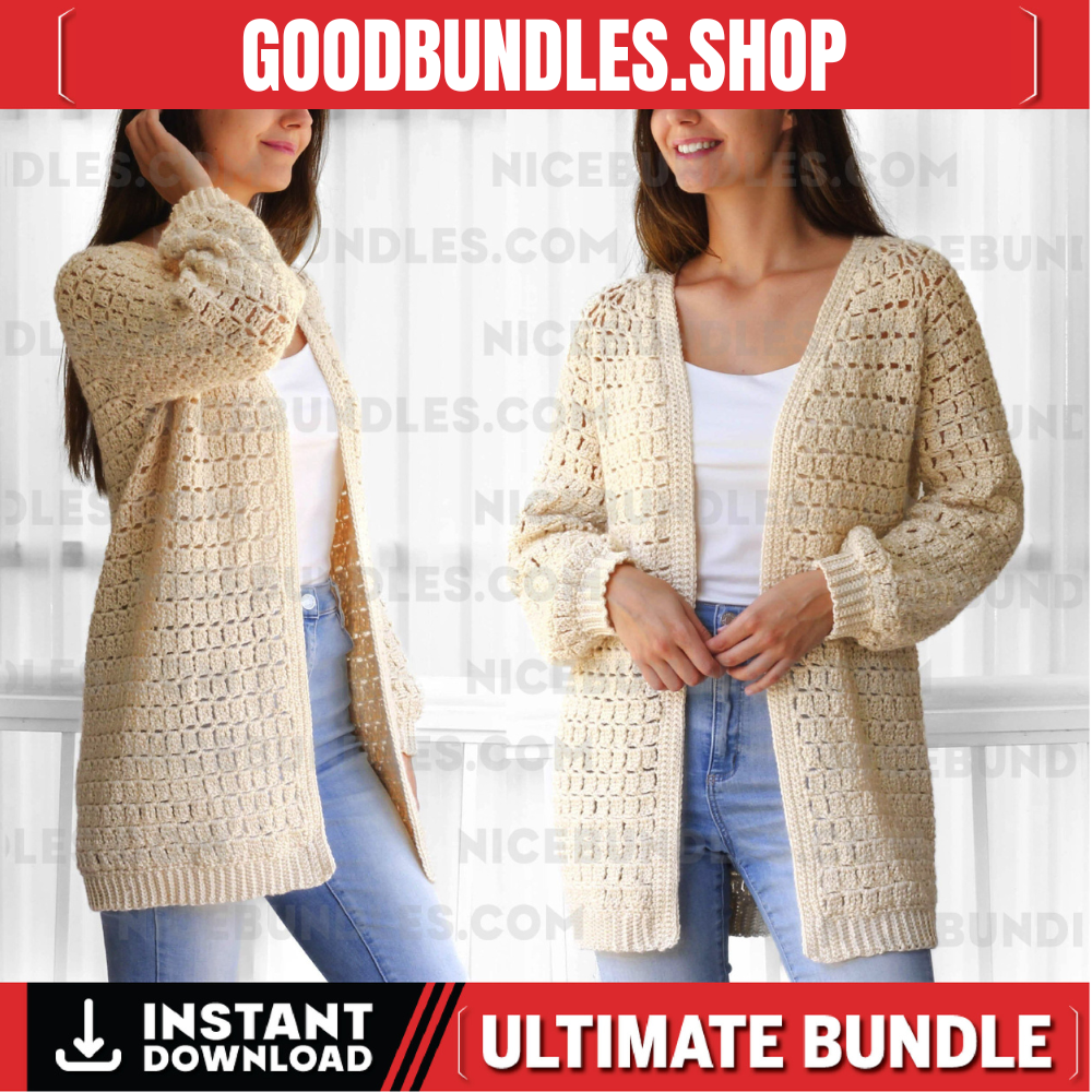 Crochet pattern-ELLA Crochet cardigan-Easy raglan pattern top PDF-raglan sweater women pattern-pullover crochet raglan cardigan-7size XS-3XL