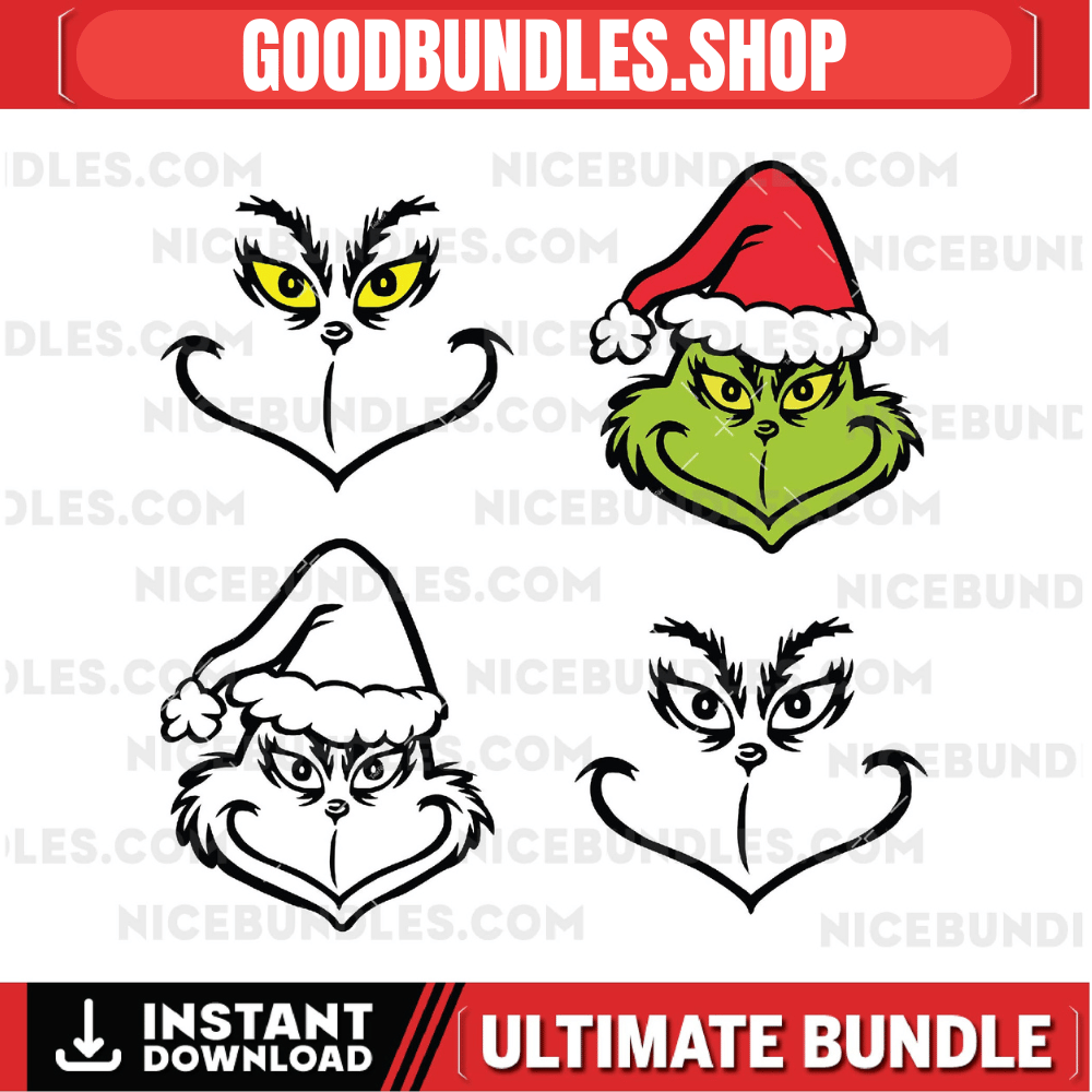 Grinch Face SVG, PNG, Cricut, Grinchy face Svg, Christmas Svg, Grinch face cut files